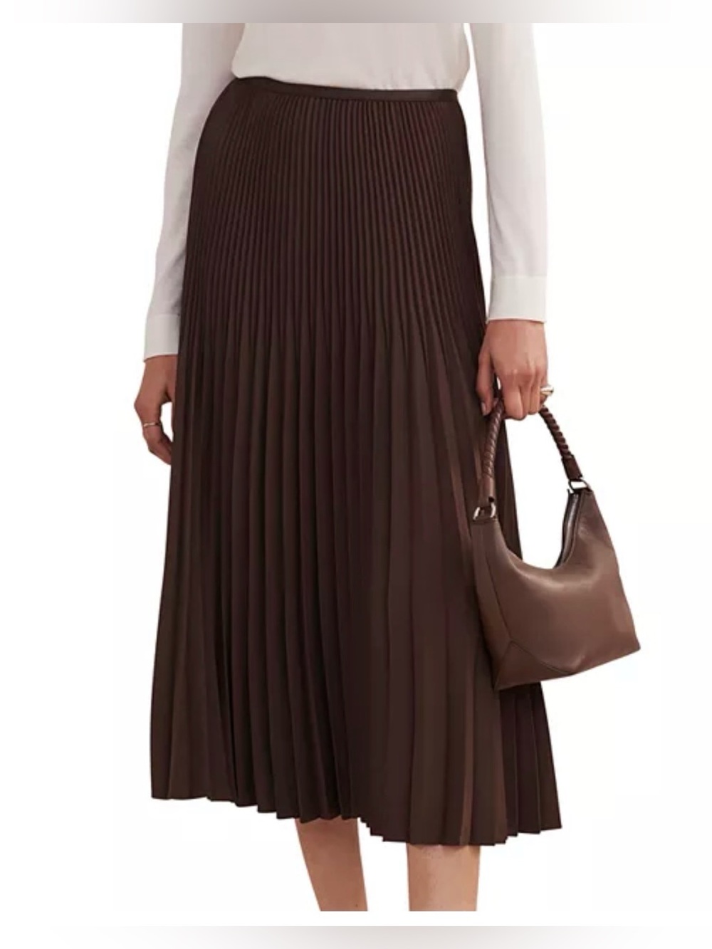 Jenni Kayne Chocolate Brown Pleated Midi Skirt